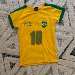Yellow and Green Brasil Women's Tee